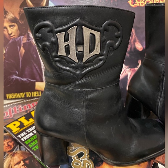 Vintage Harley Davidson buckle style logo heeled boots. UK 6 US women’s 8 - Picture 3 of 4